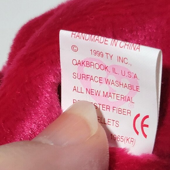 Vintage Ty Beanie Babies Valentino & Valentina Bears 1993 1999 White Pink New - Picture 5 of 5